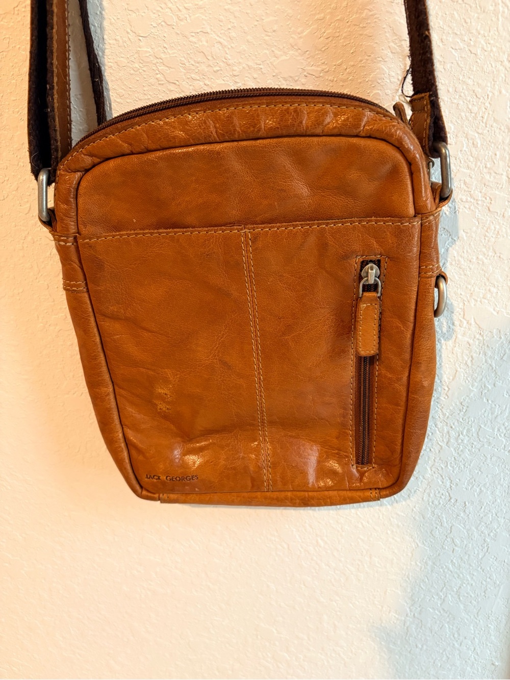 Jack Georges Tan Leather Messenger Crossbody